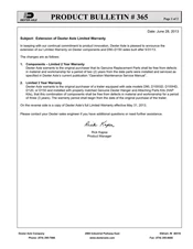 365: Extension of Dexter Axle Limited Warranty
